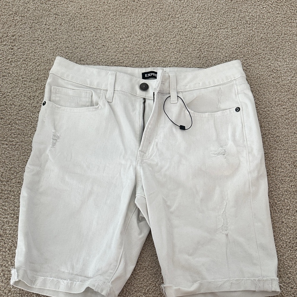 Express Men's Off-White Jean Shorts